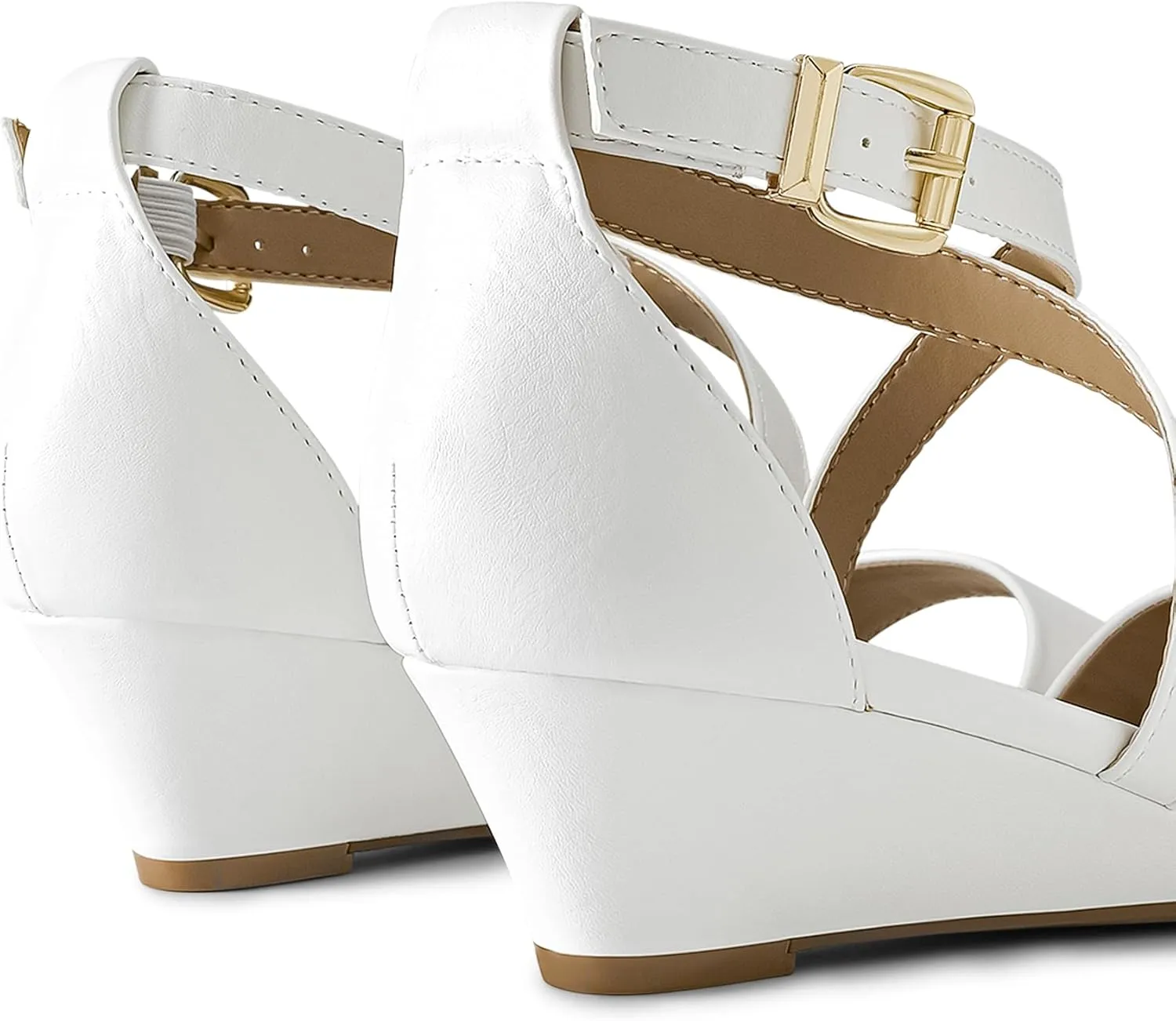 DREAM PAIRS Women's Low Wedge Sandals Ankle Strap Heel Sandal Open Toe Wide Dress Summer Shoes