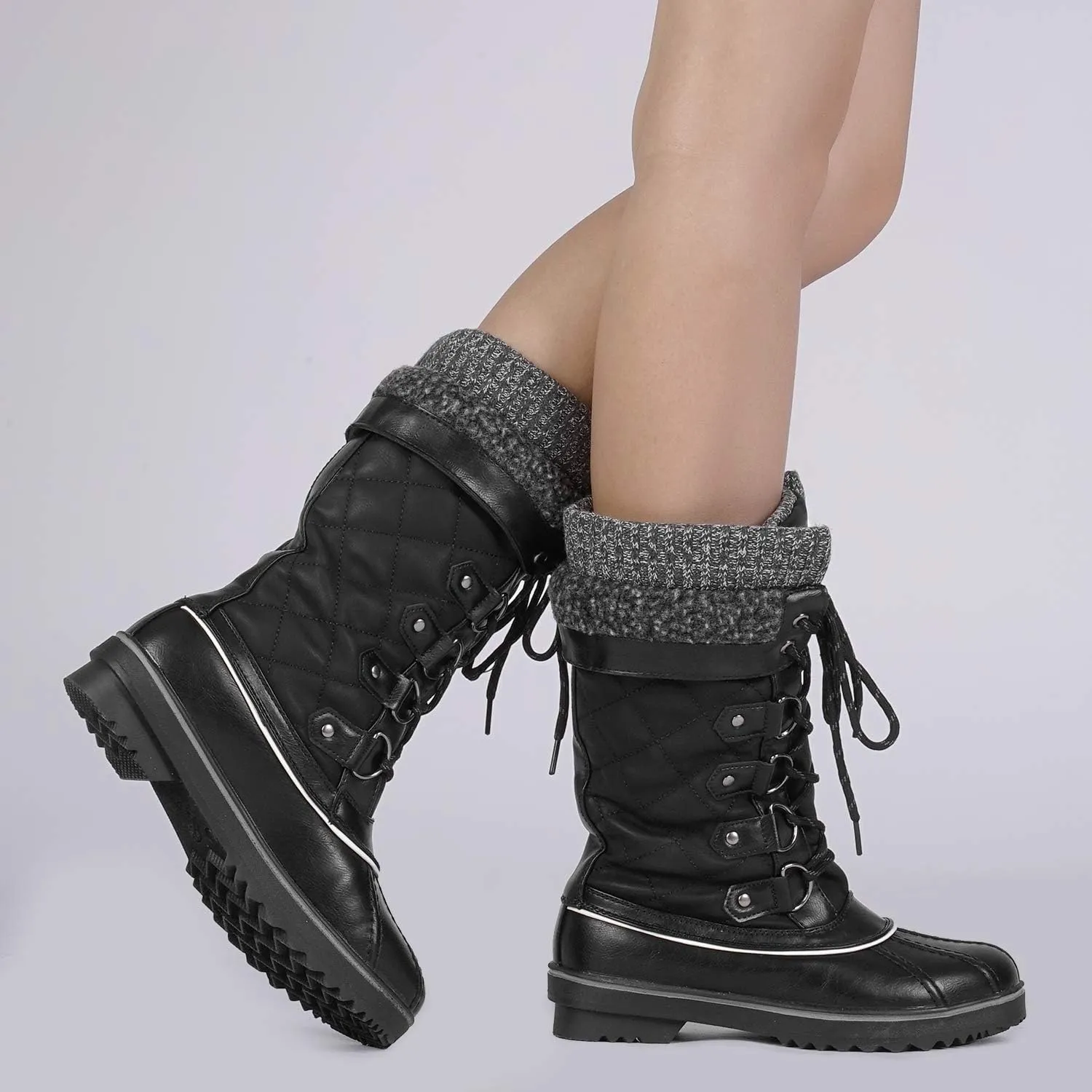 DREAM PAIRS Women's Mid-Calf Waterproof Winter Snow Boots MONTE_02