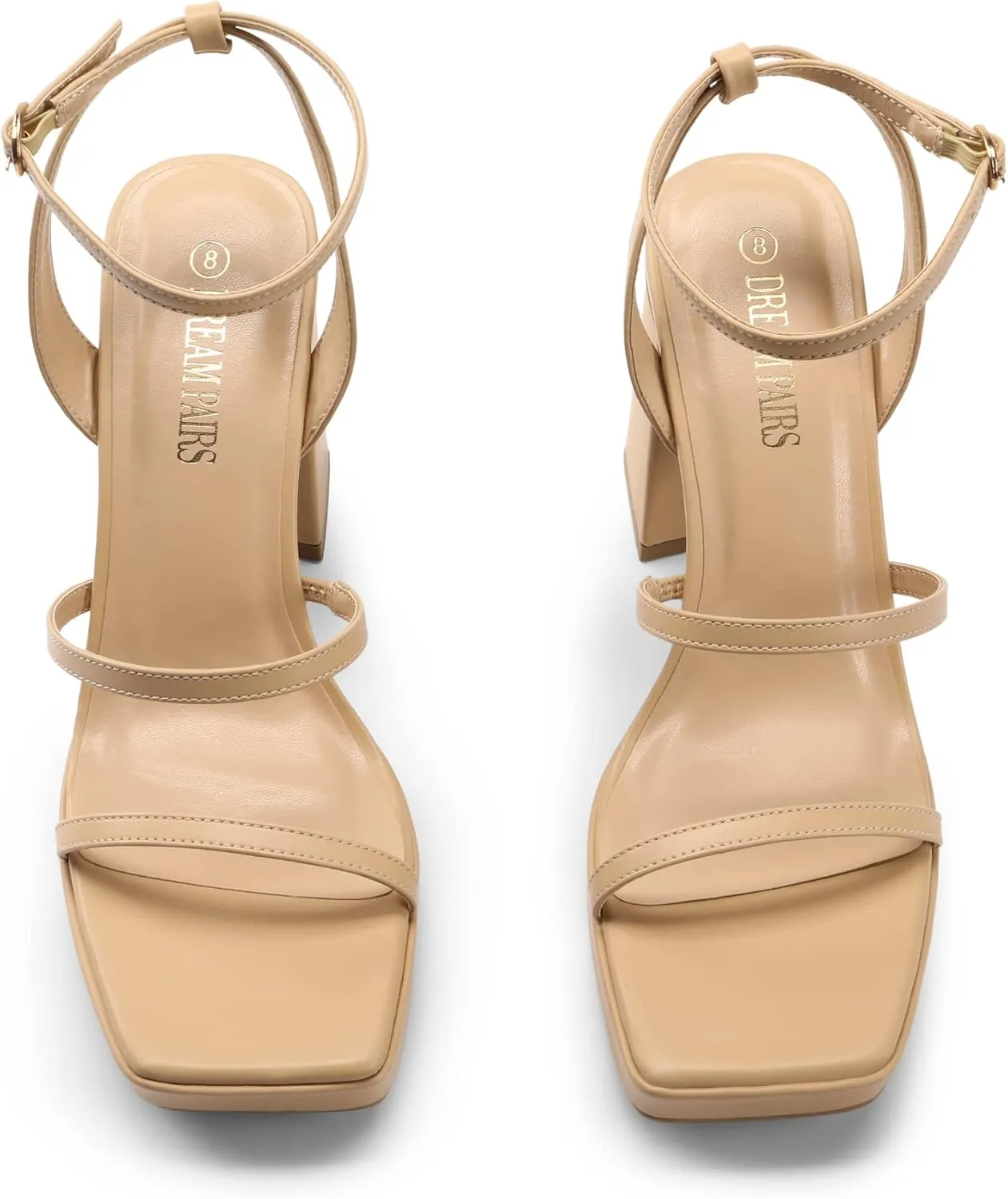 DREAM PAIRS Women's Platform Strappy Heels Open Toe Ankle Strap Square Party Sandals Y2K Dress Shoes