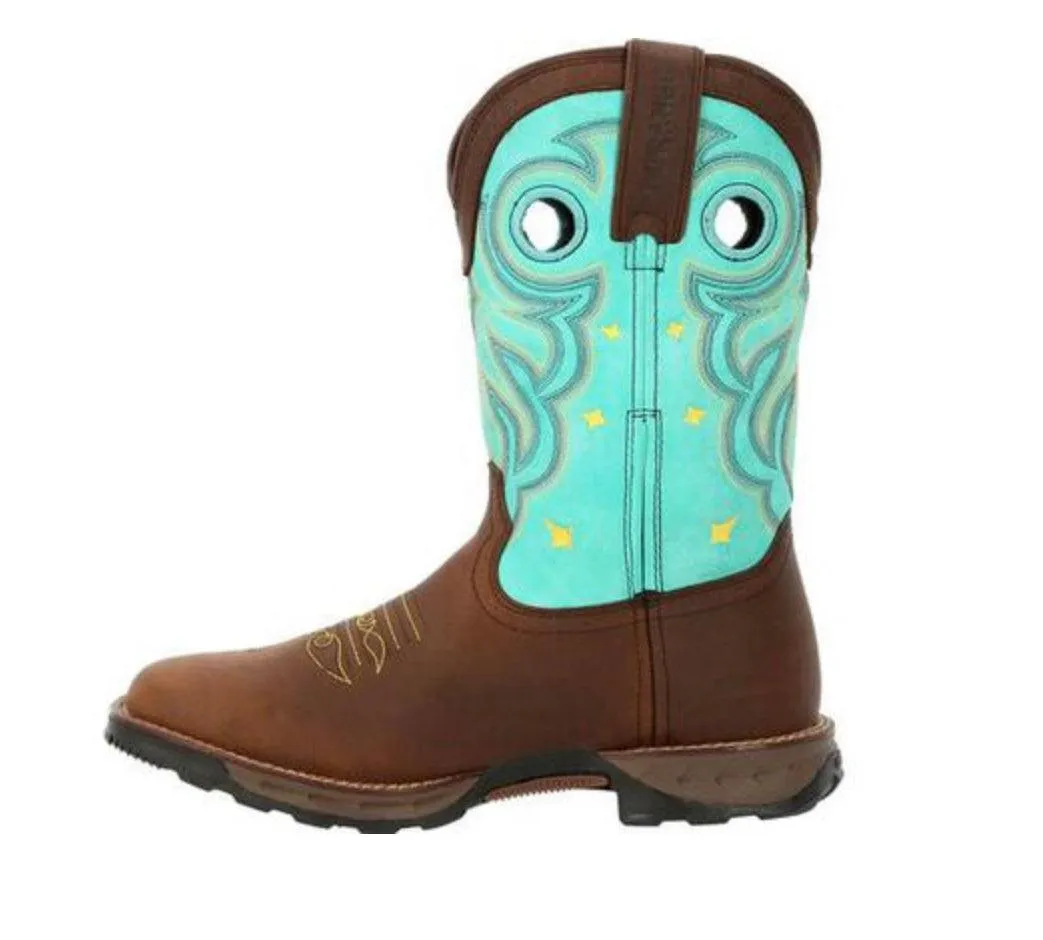 Durango Maverick Women’s Brown & Turquoise Top Waterproof Cowgirl Work Boots DRD0419