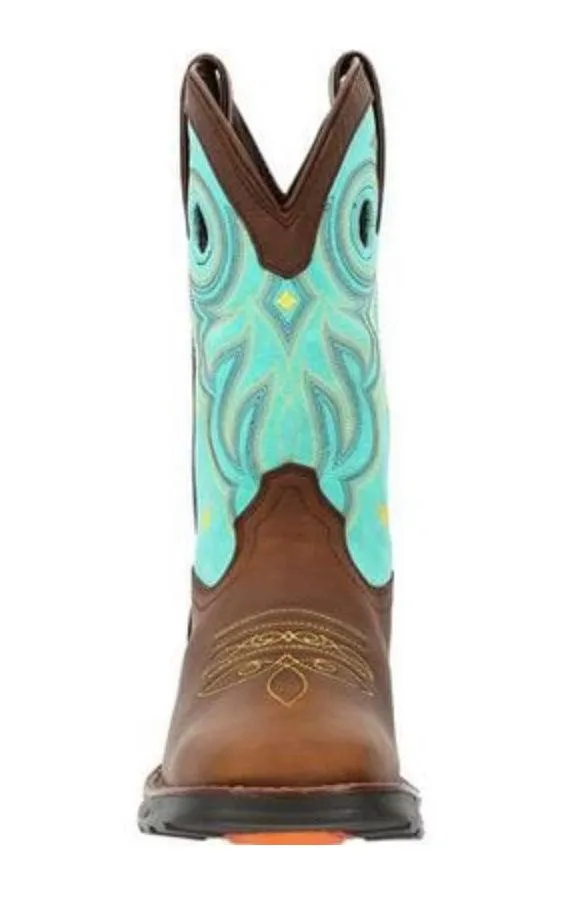 Durango Maverick Women’s Brown & Turquoise Top Waterproof Cowgirl Work Boots DRD0419