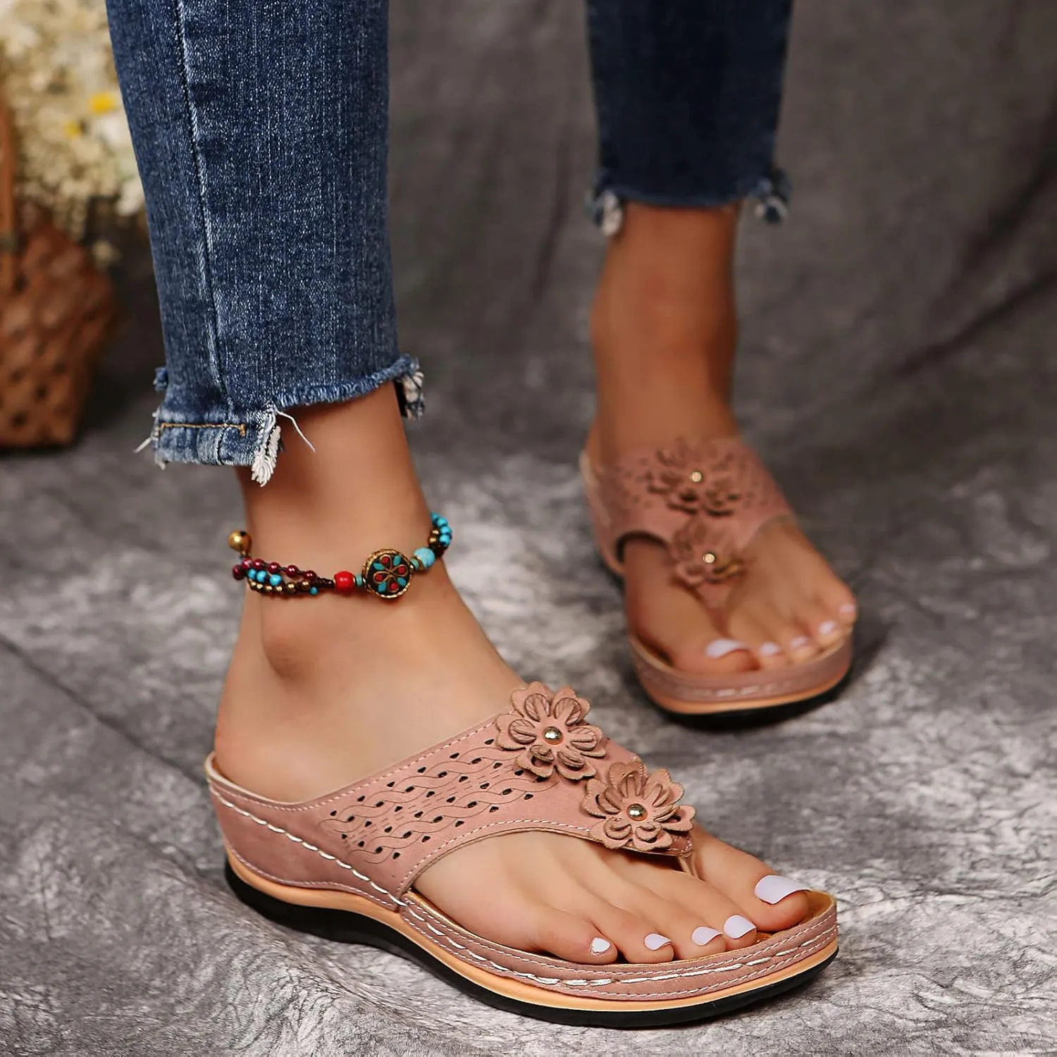 Eduavar Sandals for Women 2025 Orthopedic with Arch Support Lightweight Soft Comfort Summer Beach Slip On Walking Slippers