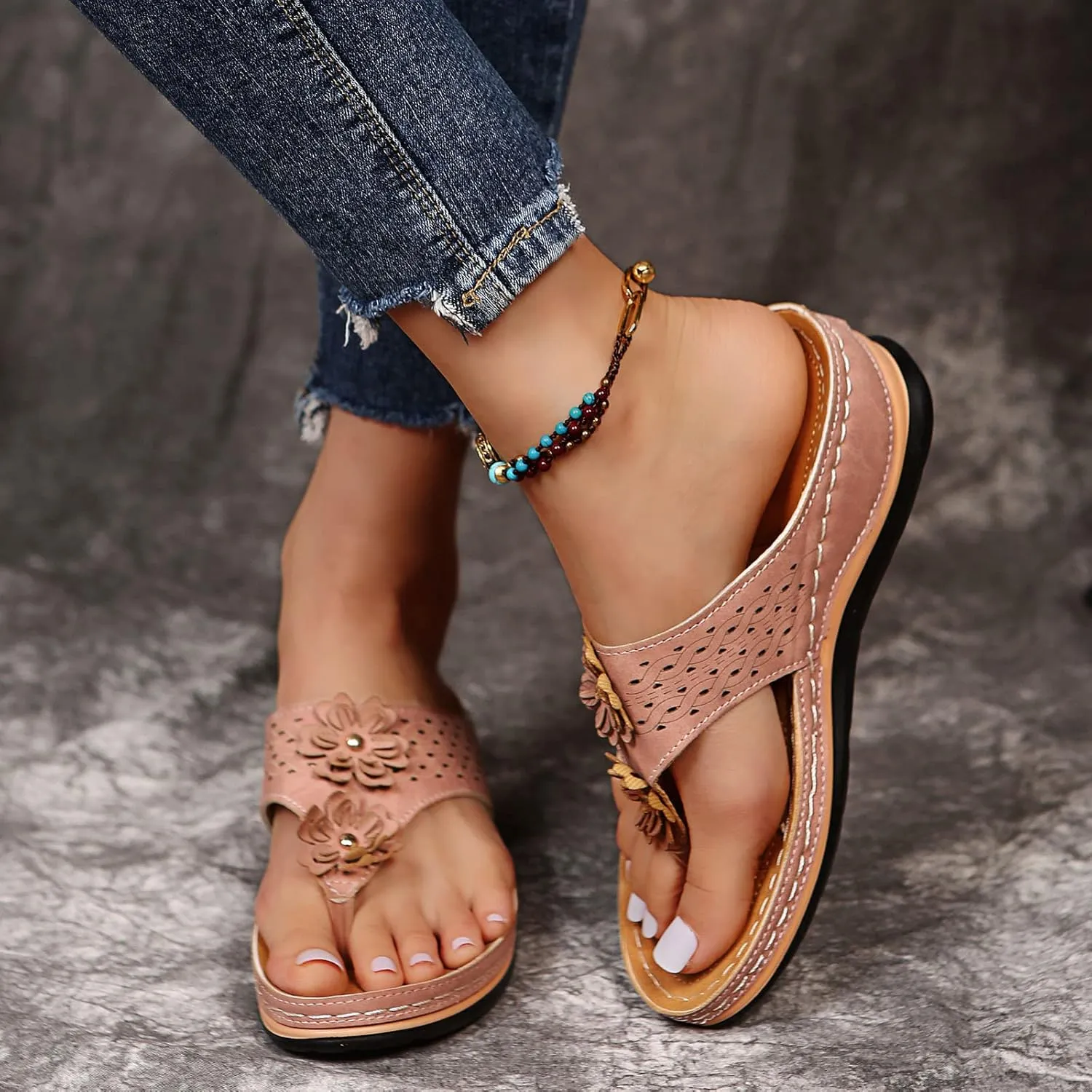 Eduavar Sandals for Women 2025 Orthopedic with Arch Support Lightweight Soft Comfort Summer Beach Slip On Walking Slippers