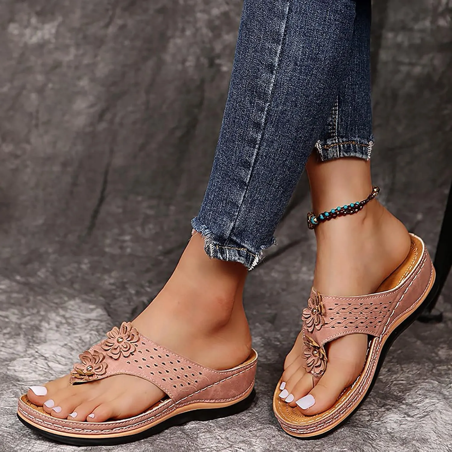 Eduavar Sandals for Women 2025 Orthopedic with Arch Support Lightweight Soft Comfort Summer Beach Slip On Walking Slippers