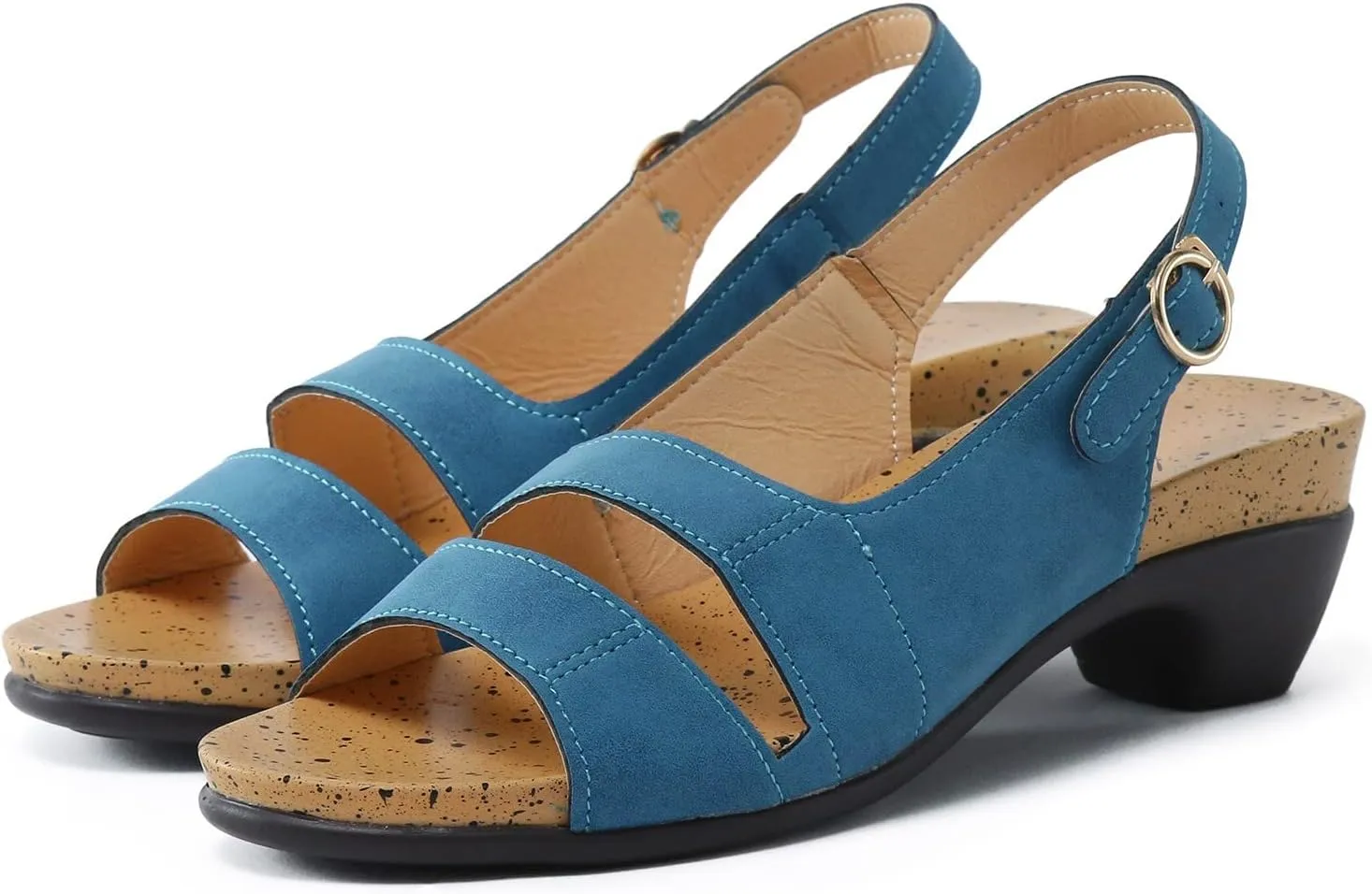 Eduavar Sandals for Women Dressy, Orthopedic Sandals for Women Open Toe Sandals Casual Heel Sandals with Ankle Strap