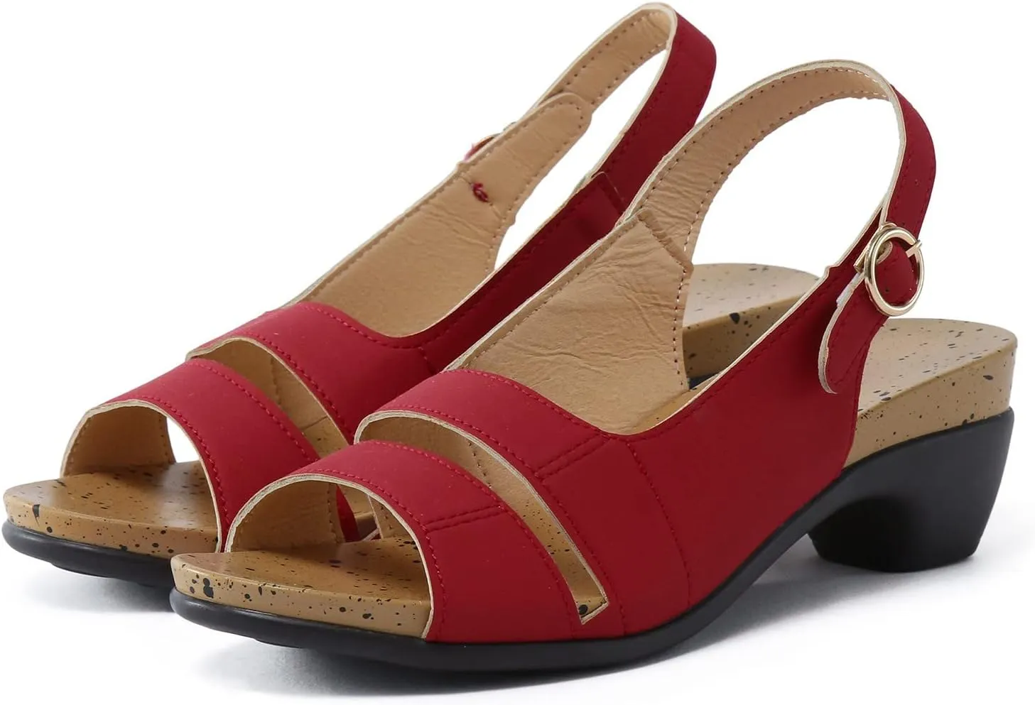 Eduavar Sandals for Women Dressy, Orthopedic Sandals for Women Open Toe Sandals Casual Heel Sandals with Ankle Strap