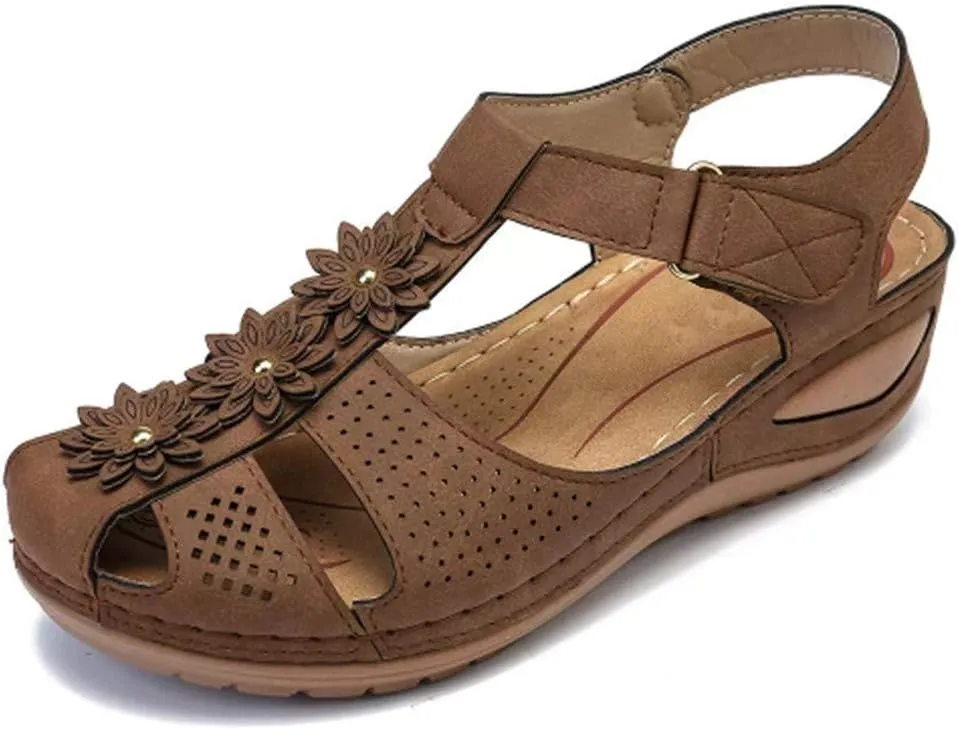 Eduavar Sandals for Women Dressy Summer, Womens Sandals Dressy Hollow Sole Platform Sandals Summer Round Toe Outdoor Shoes