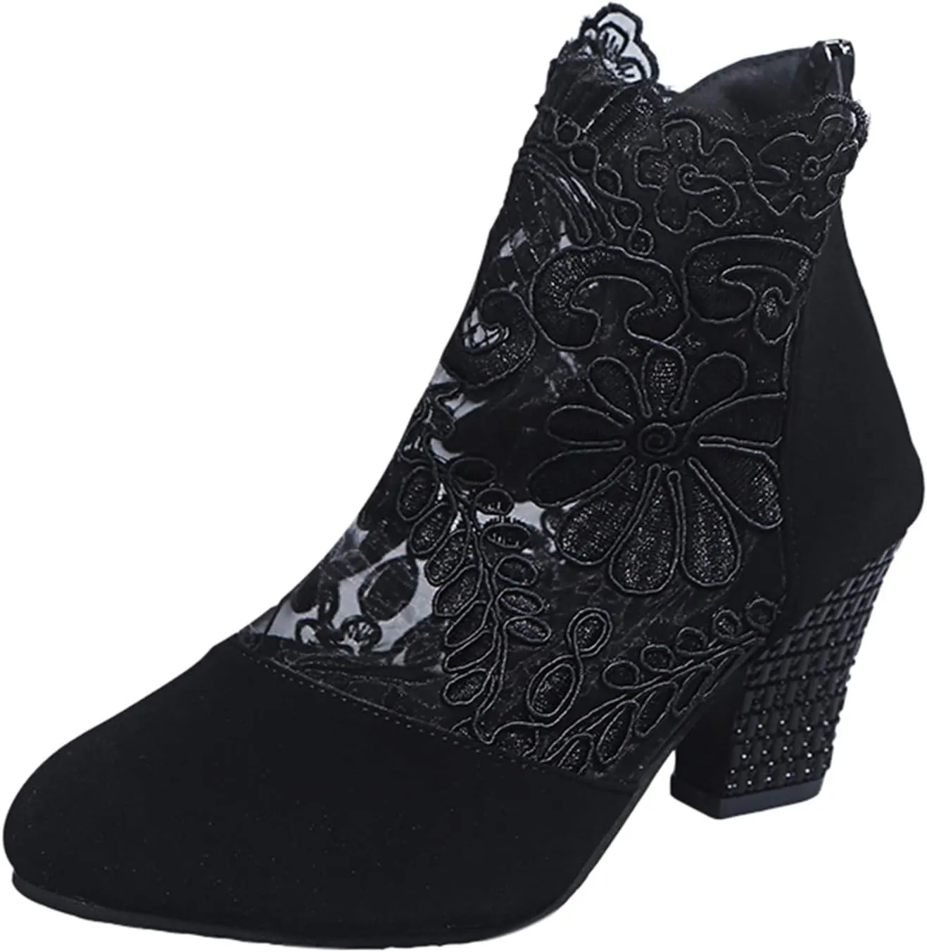 Eduavar Sandals Women Fashion, Sandals Women Dressy Summer Lace Floral Heel Sandals Breathable Sandals Shoes
