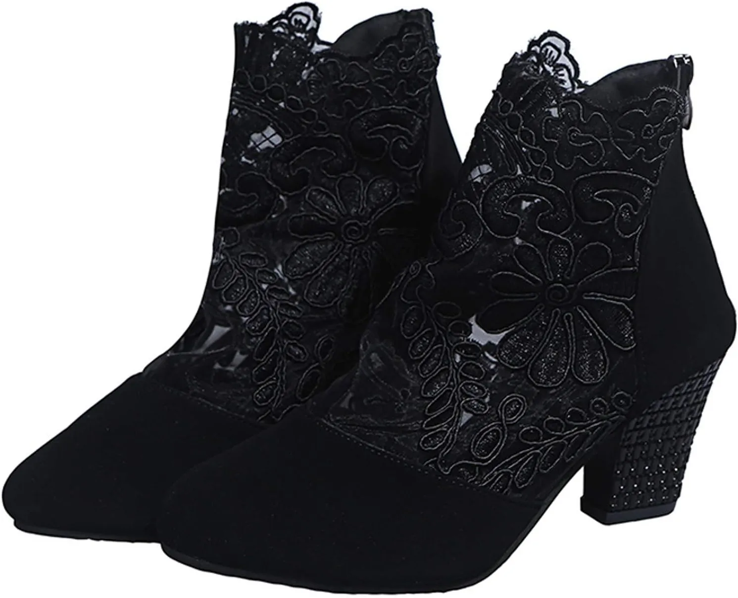 Eduavar Sandals Women Fashion, Sandals Women Dressy Summer Lace Floral Heel Sandals Breathable Sandals Shoes