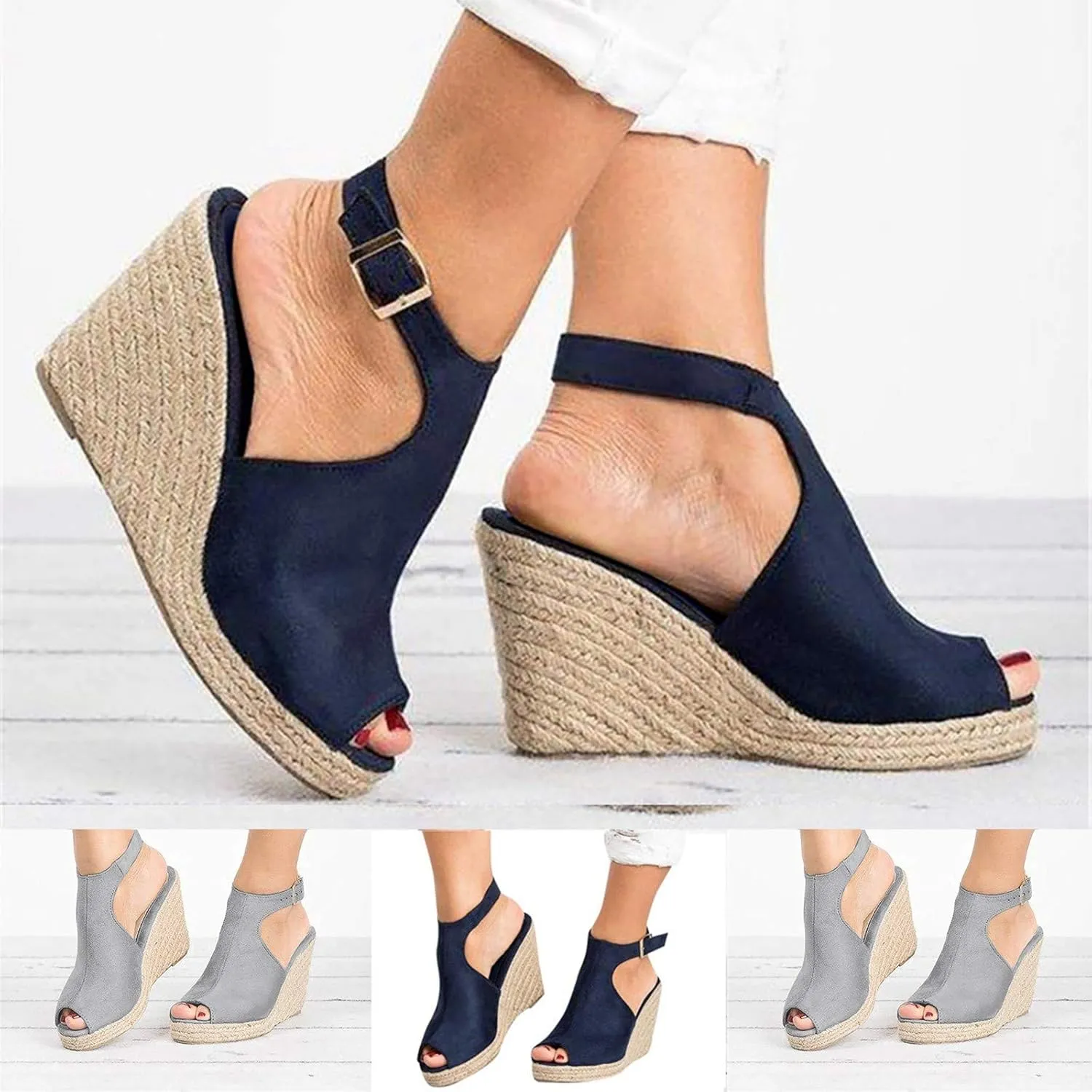 Eduavar Wedge Sandals for Women, Sandals Women Retro Roman Sandals Summer Breathable Sandals Outdoor Flip Flops