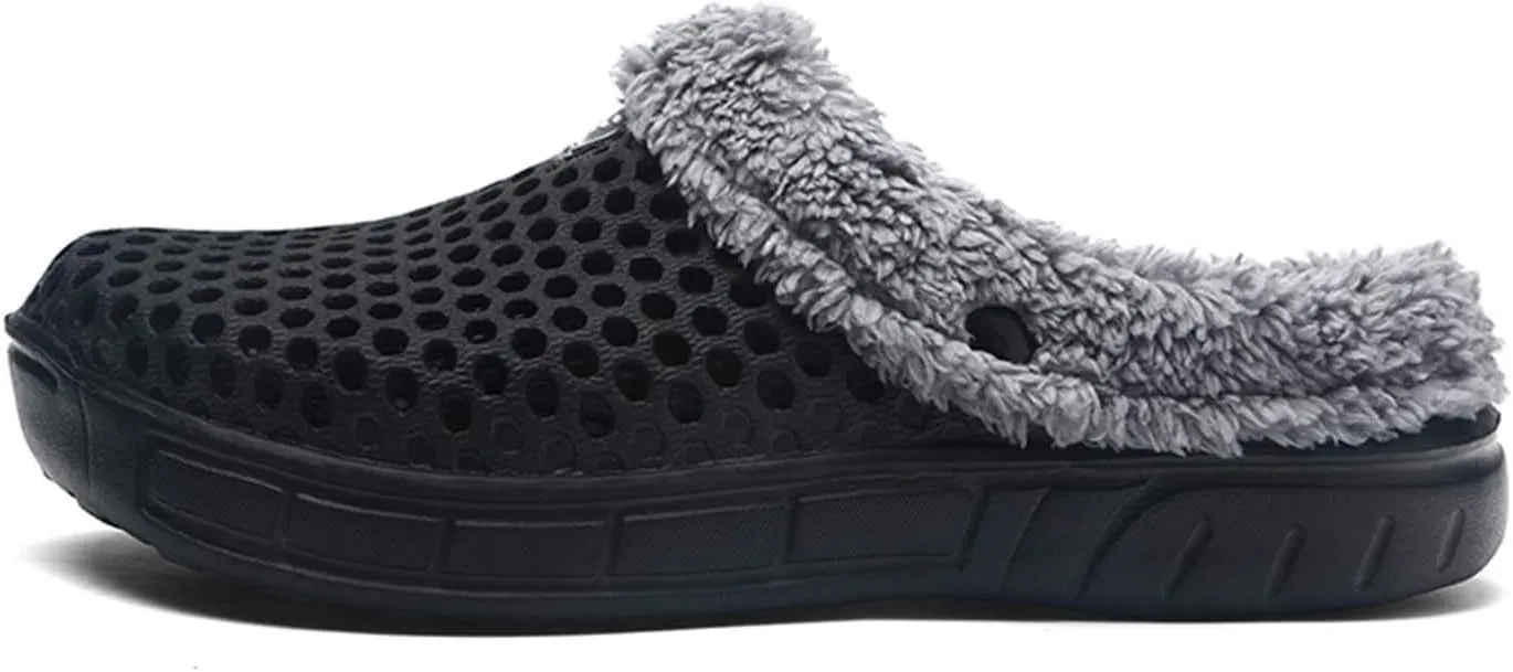 Eliogn Women's and Men's Winter Warm Slippers with Fleece Lining Breathable Clogs Garden Mules for Adults Unisex Home Slippers