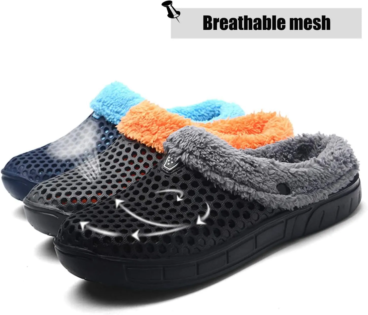 Eliogn Women's and Men's Winter Warm Slippers with Fleece Lining Breathable Clogs Garden Mules for Adults Unisex Home Slippers