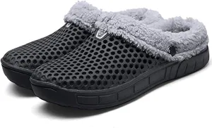 Eliogn Women's and Men's Winter Warm Slippers with Fleece Lining Breathable Clogs Garden Mules for Adults Unisex Home Slippers