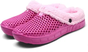 Eliogn Women's and Men's Winter Warm Slippers with Fleece Lining Breathable Clogs Garden Mules for Adults Unisex Home Slippers