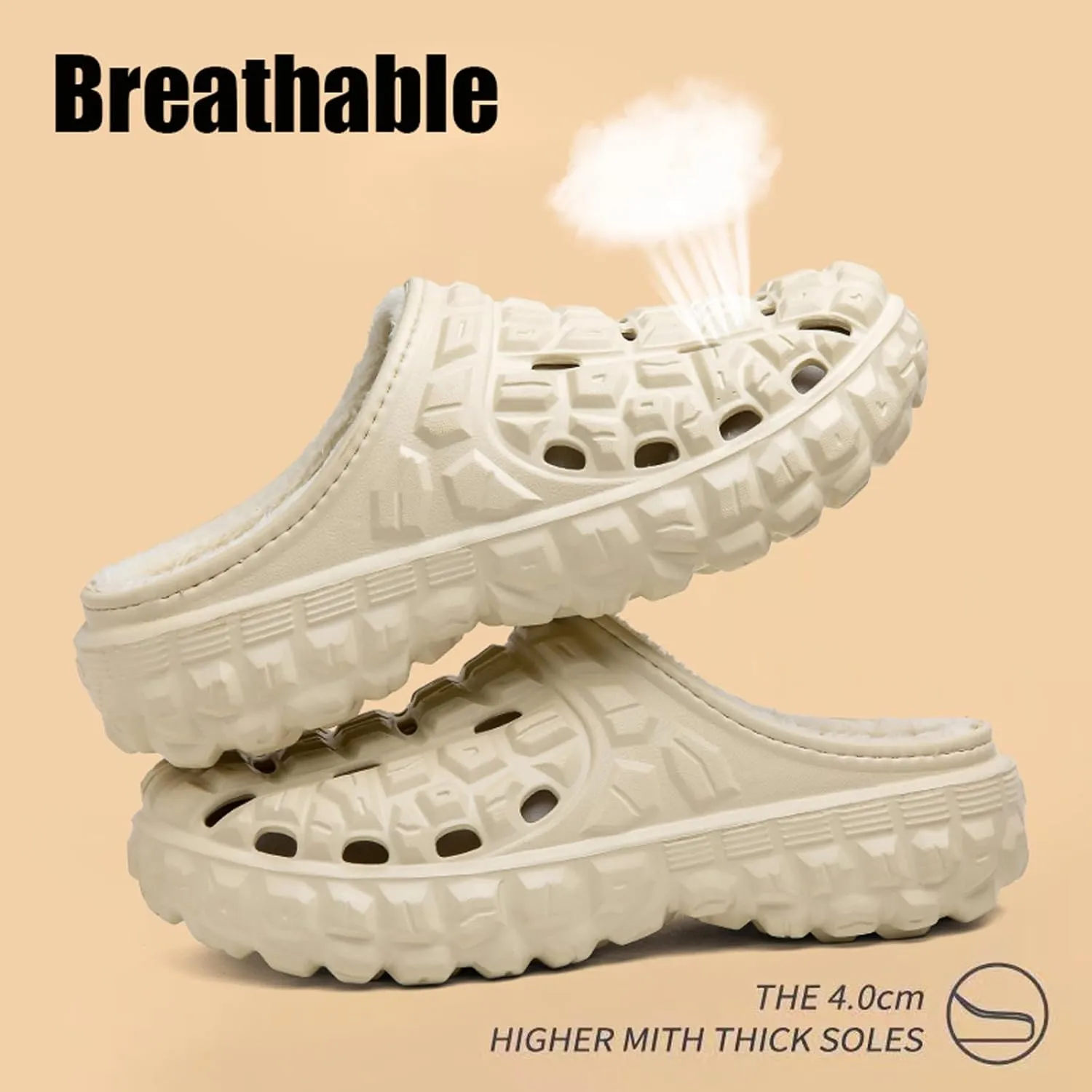 Eliogn Women's and Men's Winter Warm Slippers with Fleece Lining Breathable Clogs Garden Mules for Adults Unisex Home Slippers