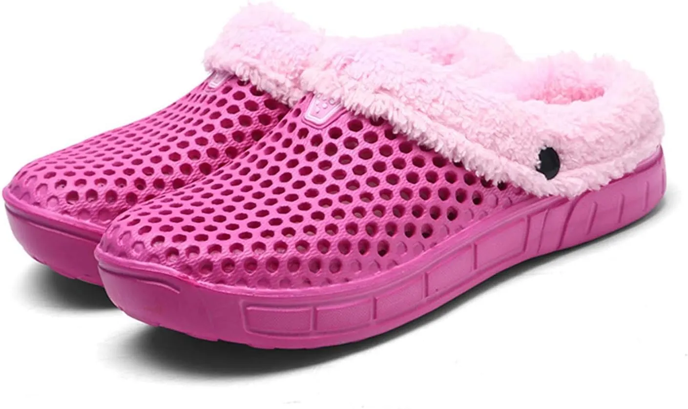 Eliogn Women's and Men's Winter Warm Slippers with Fleece Lining Breathable Clogs Garden Mules for Adults Unisex Home Slippers