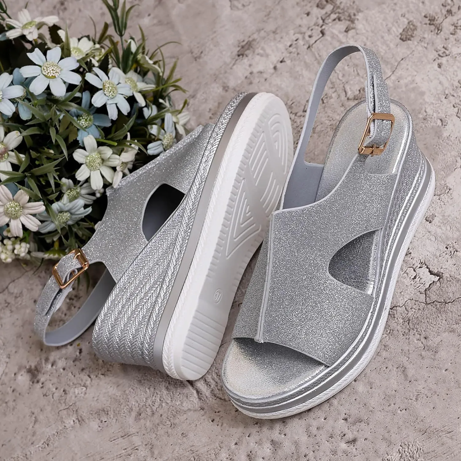 Espadrilles Wedge Heels for Women Fish Mouth Ankle Strap Slingback Sandals Casual Non-Slip Platform Wedge Sandals Comfortable Outdoor Shoes