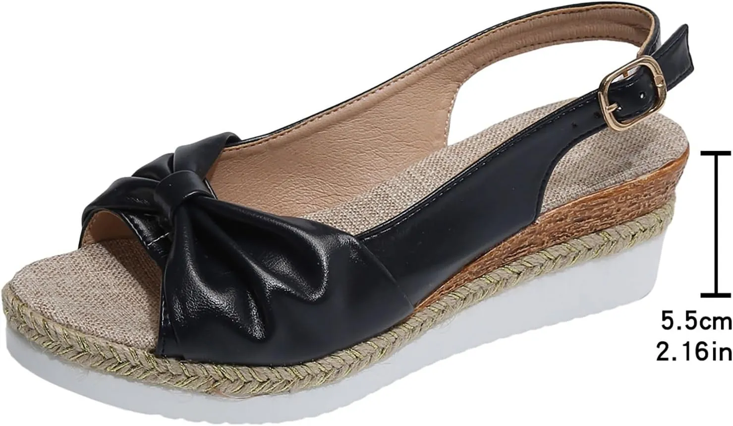 Espadrilles Wedges For Women Open Toe Slingback Platform Sandals Bow Wide Width Ankle Strap Mules Summer Fashion Slip On Beach Dress Shoes