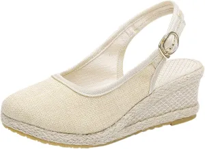 Espadrilles Wedges for Women Platform Closed Toe Ankle Strap Sandals Slingback Summer Casual Sandals