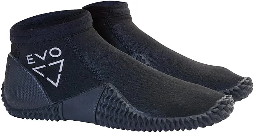EVO 2MM Neoprene Low Cut Dive Boots with Anti-Slip Rubber Sole, Pull on Low Cut Dive Boots for All Watersports, Dive Booties, Snorkeling Booties, Paddleboarding Booties