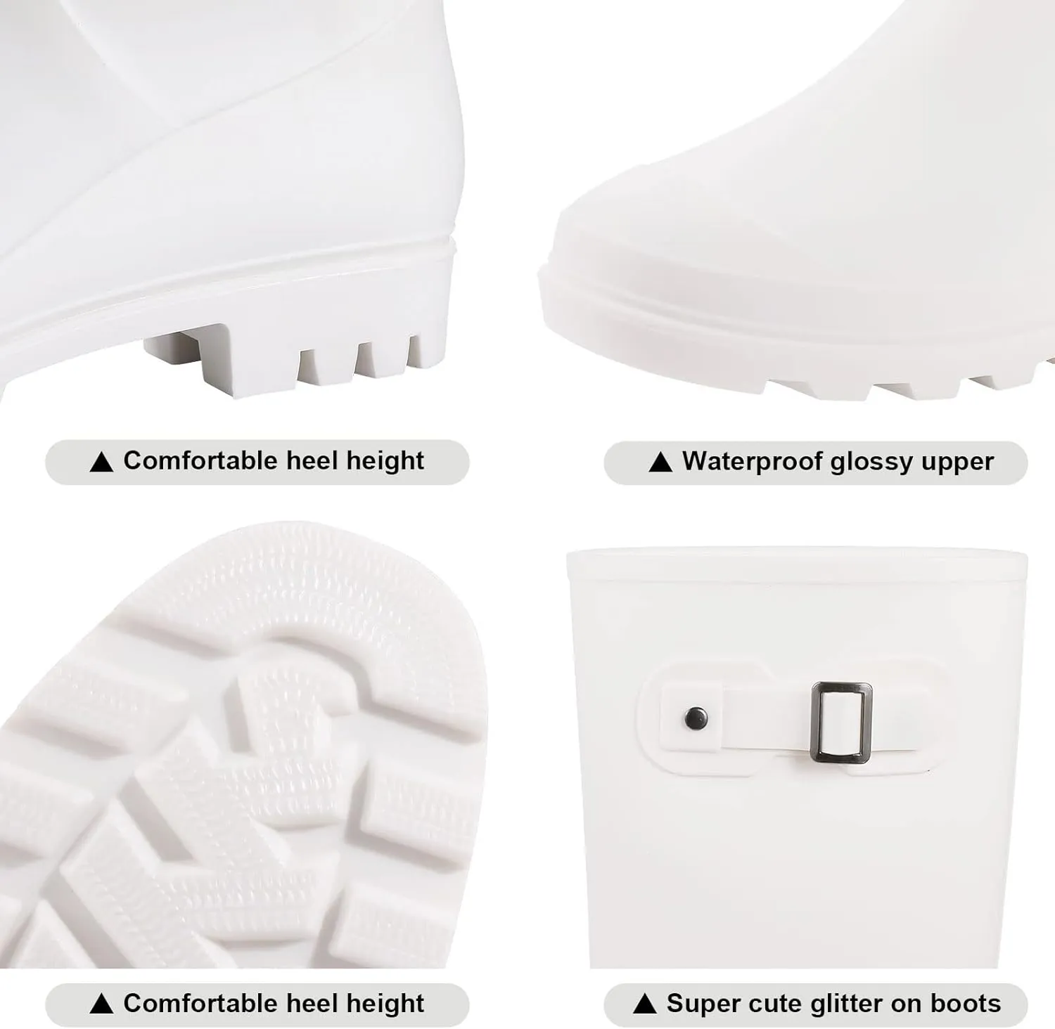 Evshine Women's Knee High Rain Boots - Narrow Calf - Fashion Waterproof Tall Rain Shoes