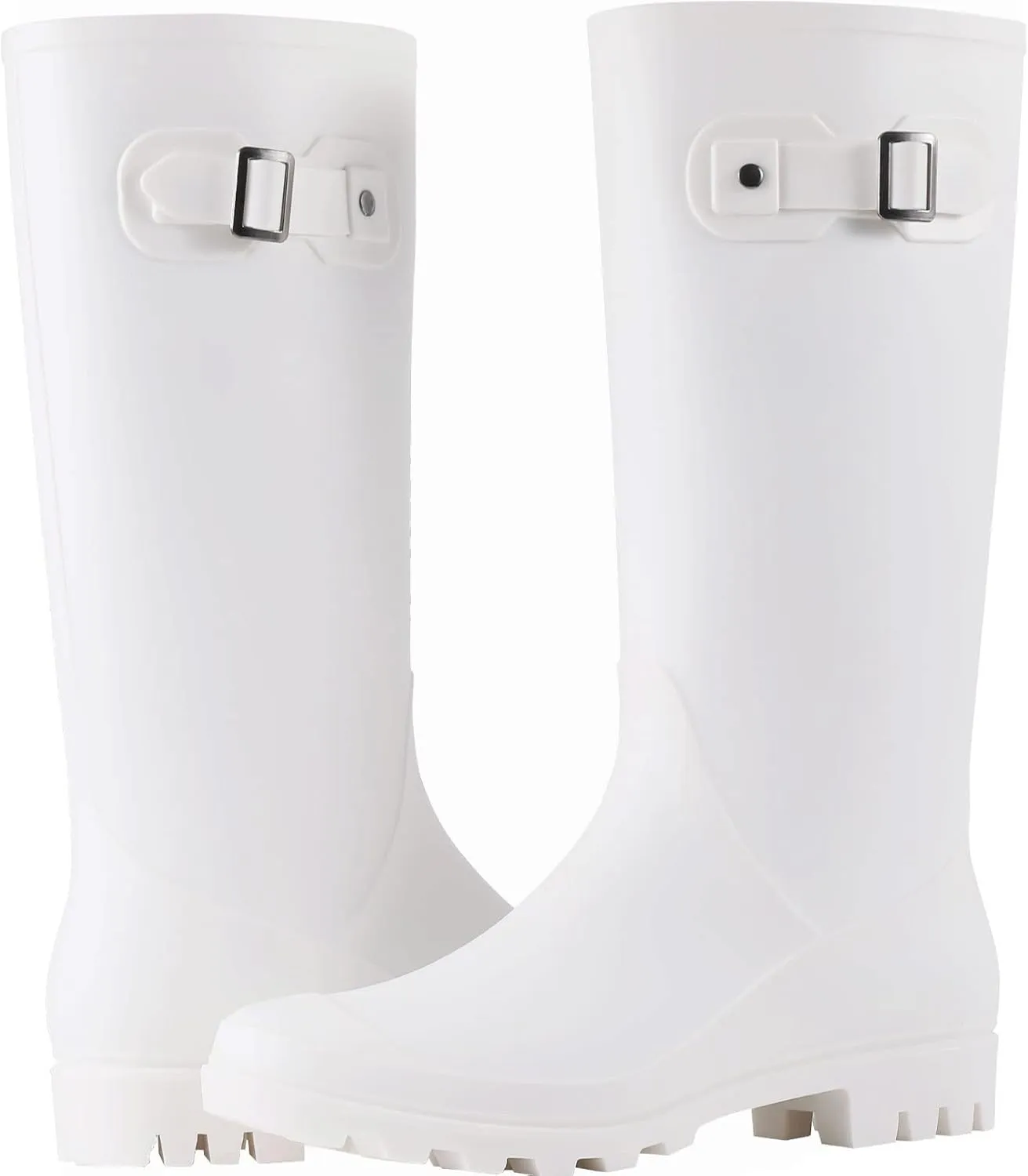 Evshine Women's Knee High Rain Boots - Narrow Calf - Fashion Waterproof Tall Rain Shoes