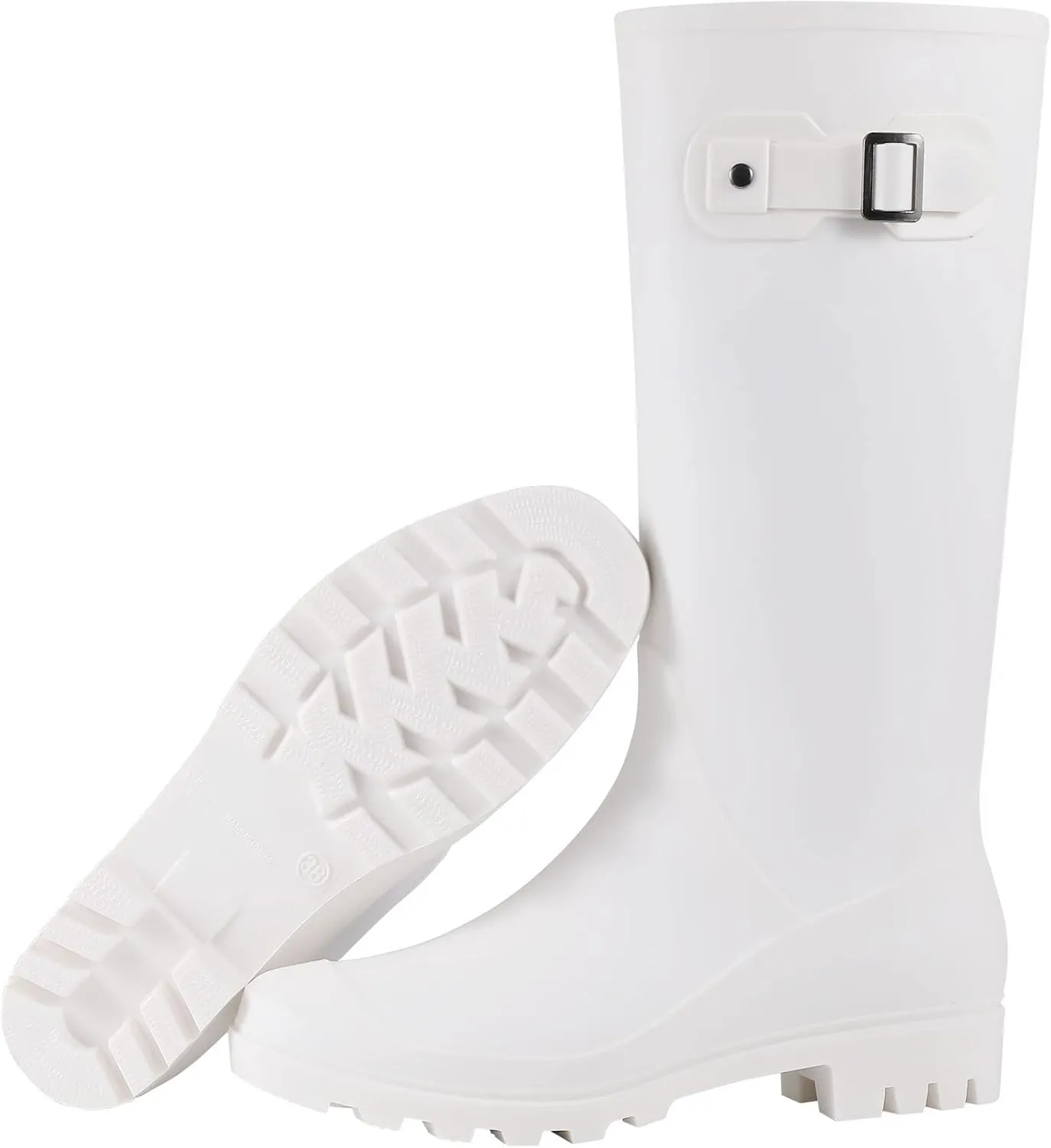 Evshine Women's Knee High Rain Boots - Narrow Calf - Fashion Waterproof Tall Rain Shoes