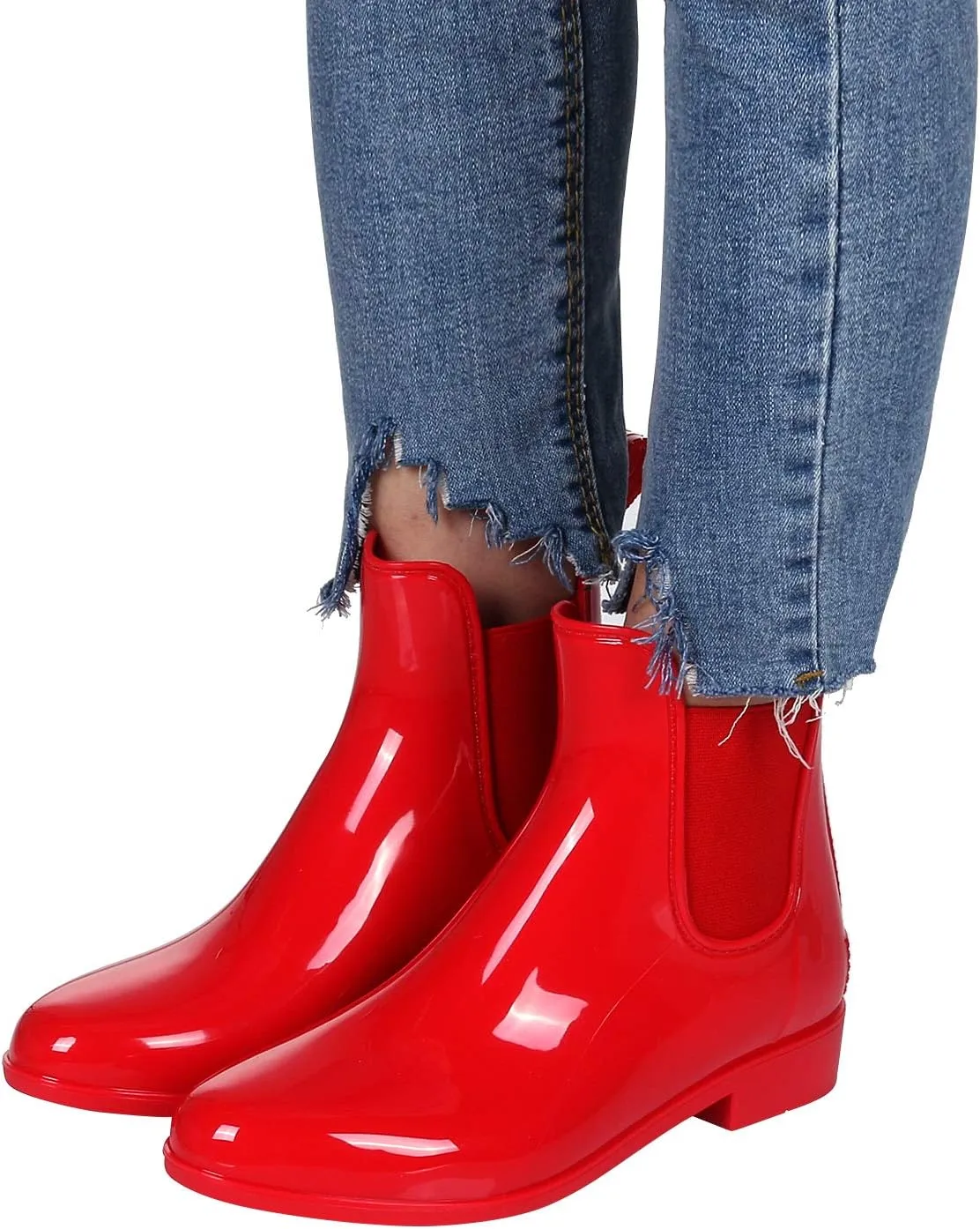 Evshine Women's Short Ankle Rain Boots Lightweight Chelsea Rain Boots Rubber Waterproof Booties
