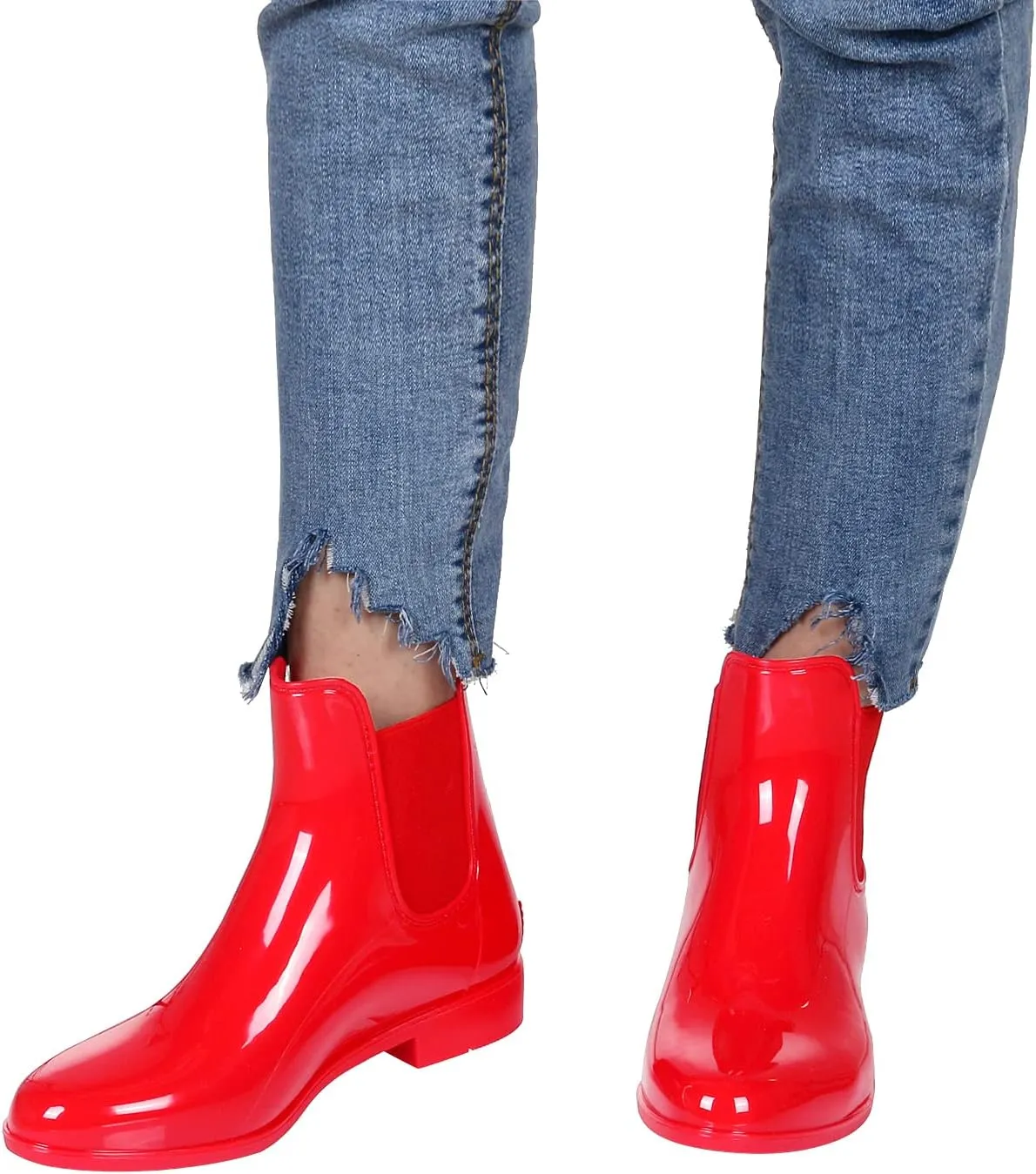 Evshine Women's Short Ankle Rain Boots Lightweight Chelsea Rain Boots Rubber Waterproof Booties