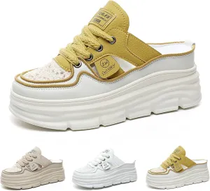 Fashion Comfortable Women's Platform Sneakers with Breathable Cutout Design and Lace Up Closure - Perfect for Summer