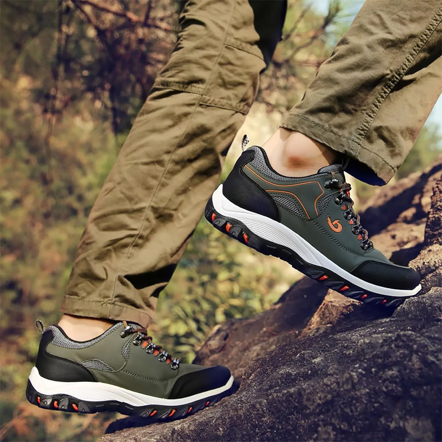Fashion Men's Outdoor Non Slip Sport Shoes Lace Up Mountaineering Sneakers Sneaker Organizers and Storage Men
