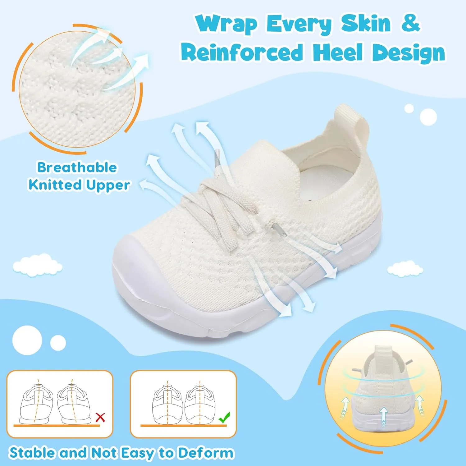 FEETCITY Toddler Sneakers Toddler Walking Shoes Boys Girls Toddler Tennis Shoes Lightweight Brethable Kids Slip On Shoes