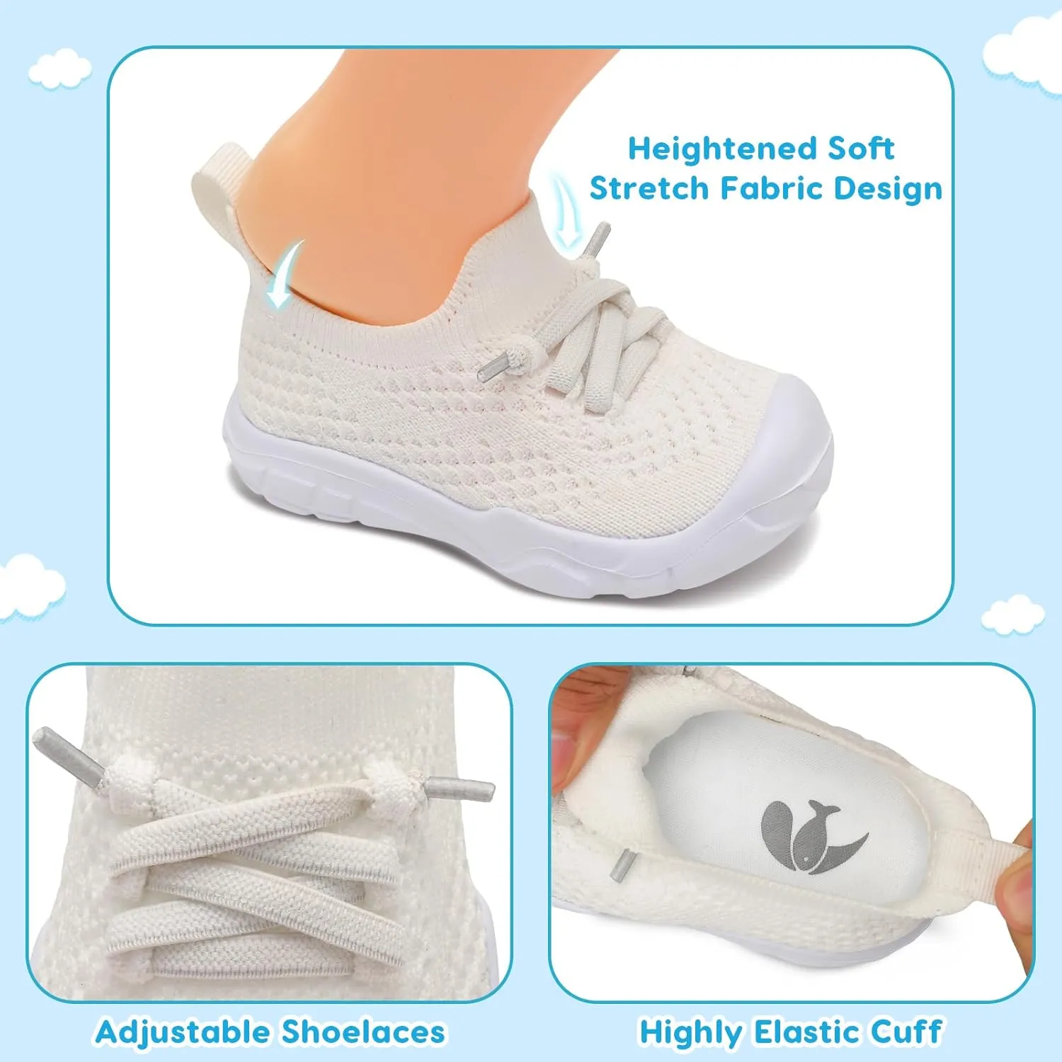 FEETCITY Toddler Sneakers Toddler Walking Shoes Boys Girls Toddler Tennis Shoes Lightweight Brethable Kids Slip On Shoes