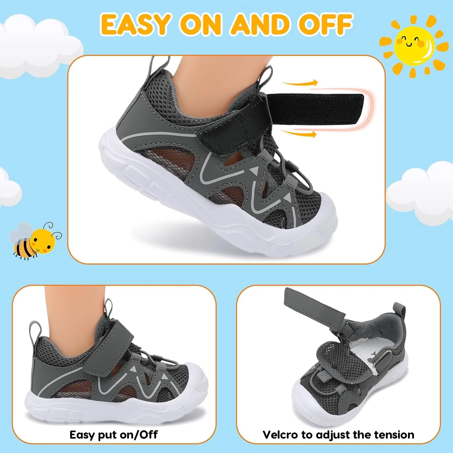FEETCITY Wide Toddler Shoes Slip on Sneakers Boys Girls Toddler Tennis Shoes Sports Shoes Walking Shoes