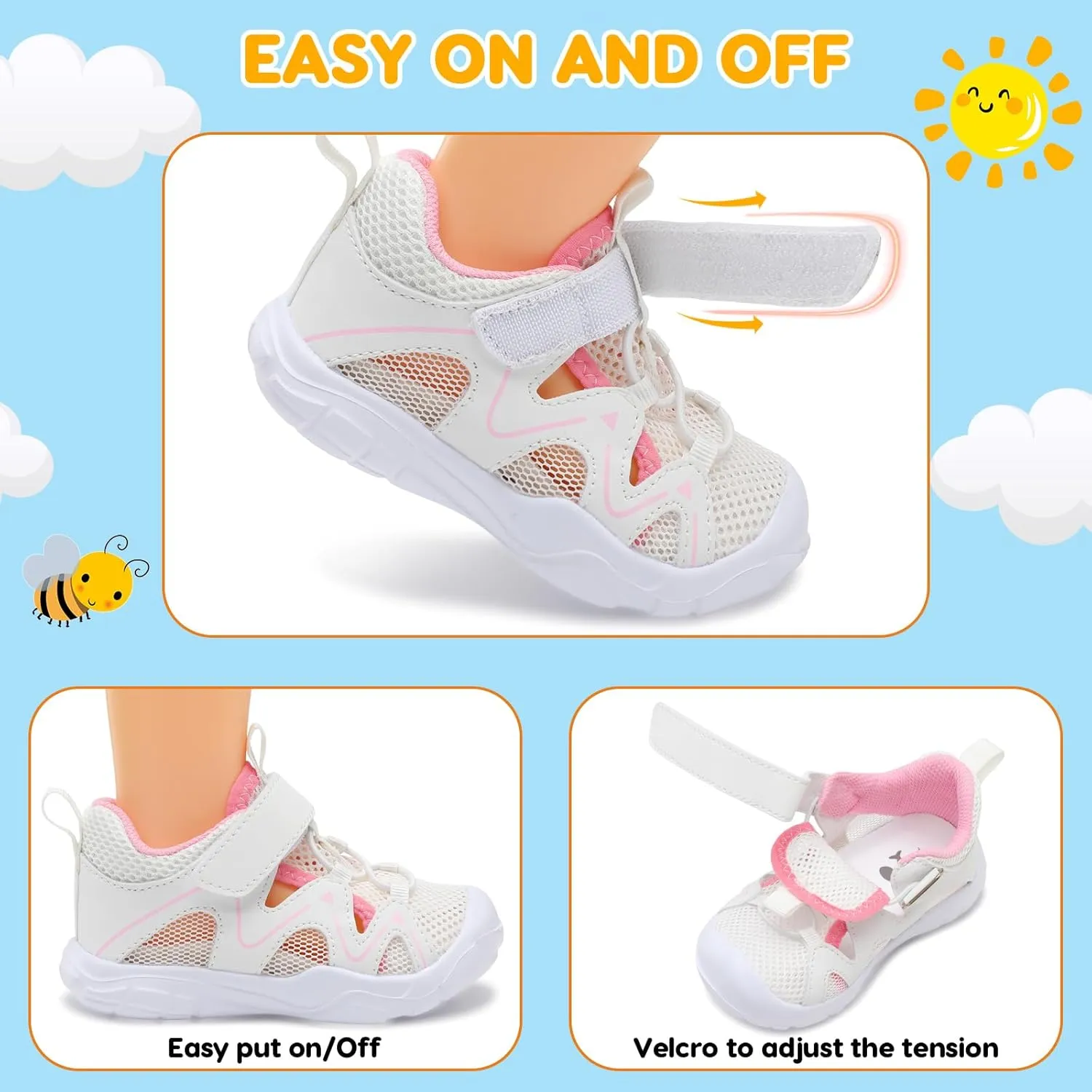 FEETCITY Wide Toddler Shoes Slip on Sneakers Boys Girls Toddler Tennis Shoes Sports Shoes Walking Shoes
