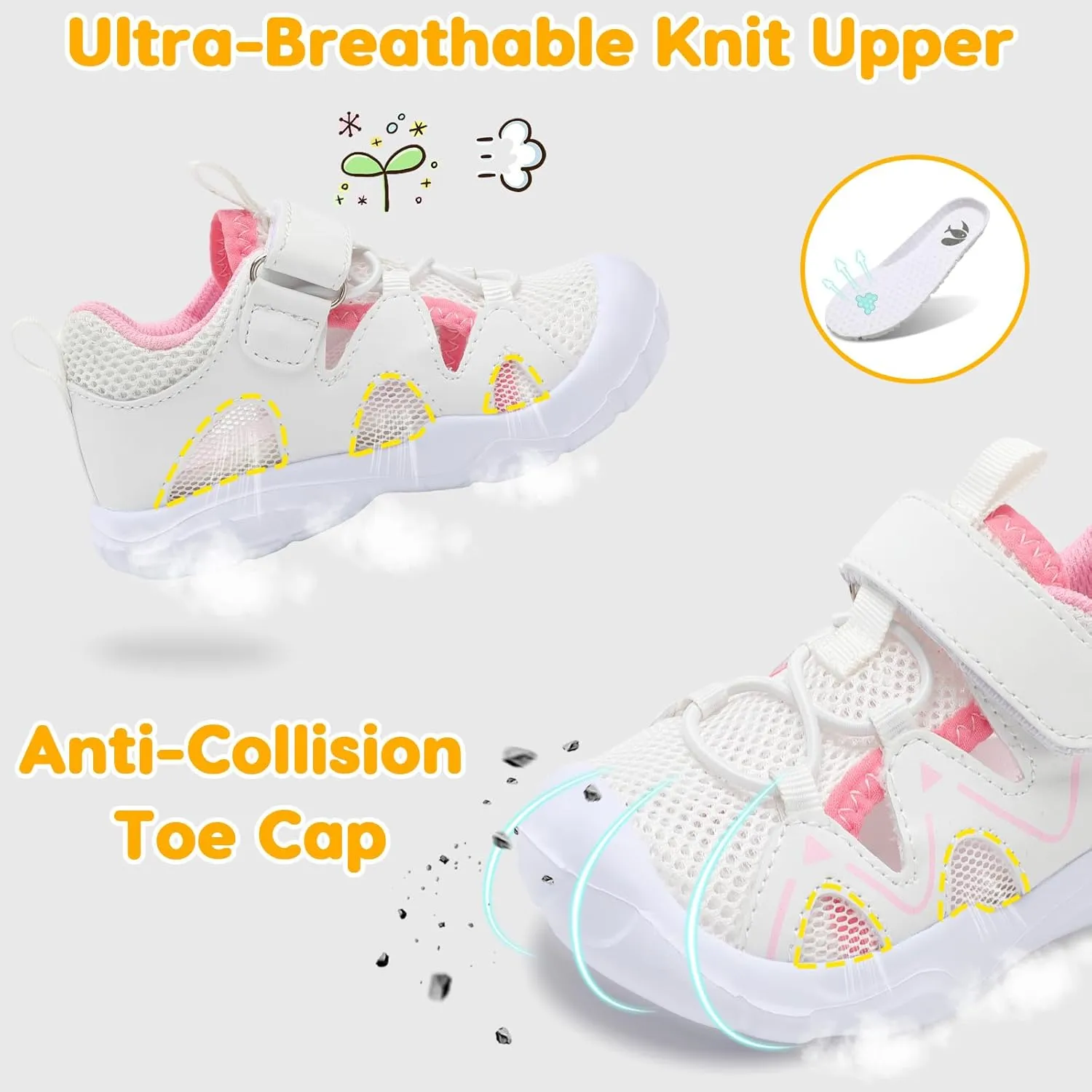 FEETCITY Wide Toddler Shoes Slip on Sneakers Boys Girls Toddler Tennis Shoes Sports Shoes Walking Shoes