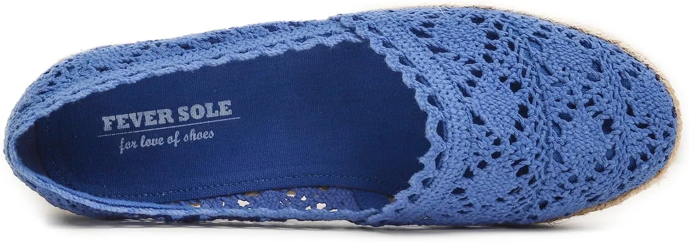 FEVERSOLE Close Toe Espadrilles Women's Comfort Breathable Slip On Flats Shoes