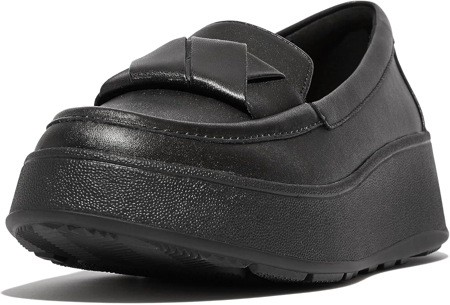 FitFlop F-Mode Folded-Leather Flatform Women’s Loafers – Slip-on Style – Padded Leather Footbed – Round-Toe