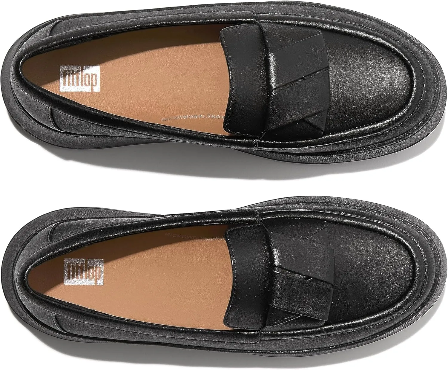 FitFlop F-Mode Folded-Leather Flatform Women’s Loafers – Slip-on Style – Padded Leather Footbed – Round-Toe