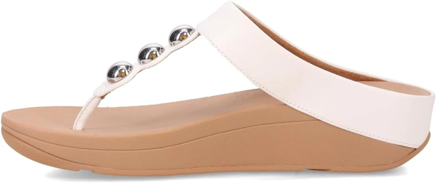 FitFlop Women's Fino Mirror-Dome Leather Toe-Post Sandals Wedge