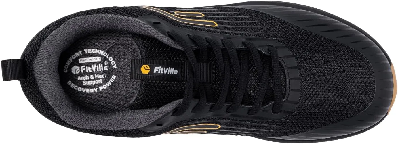 FitVille Extra Wide Walking Shoes for Men Orthopedic Trail Running Shoes Sneakers for Plantar Fasciitis Foot Pain Relief