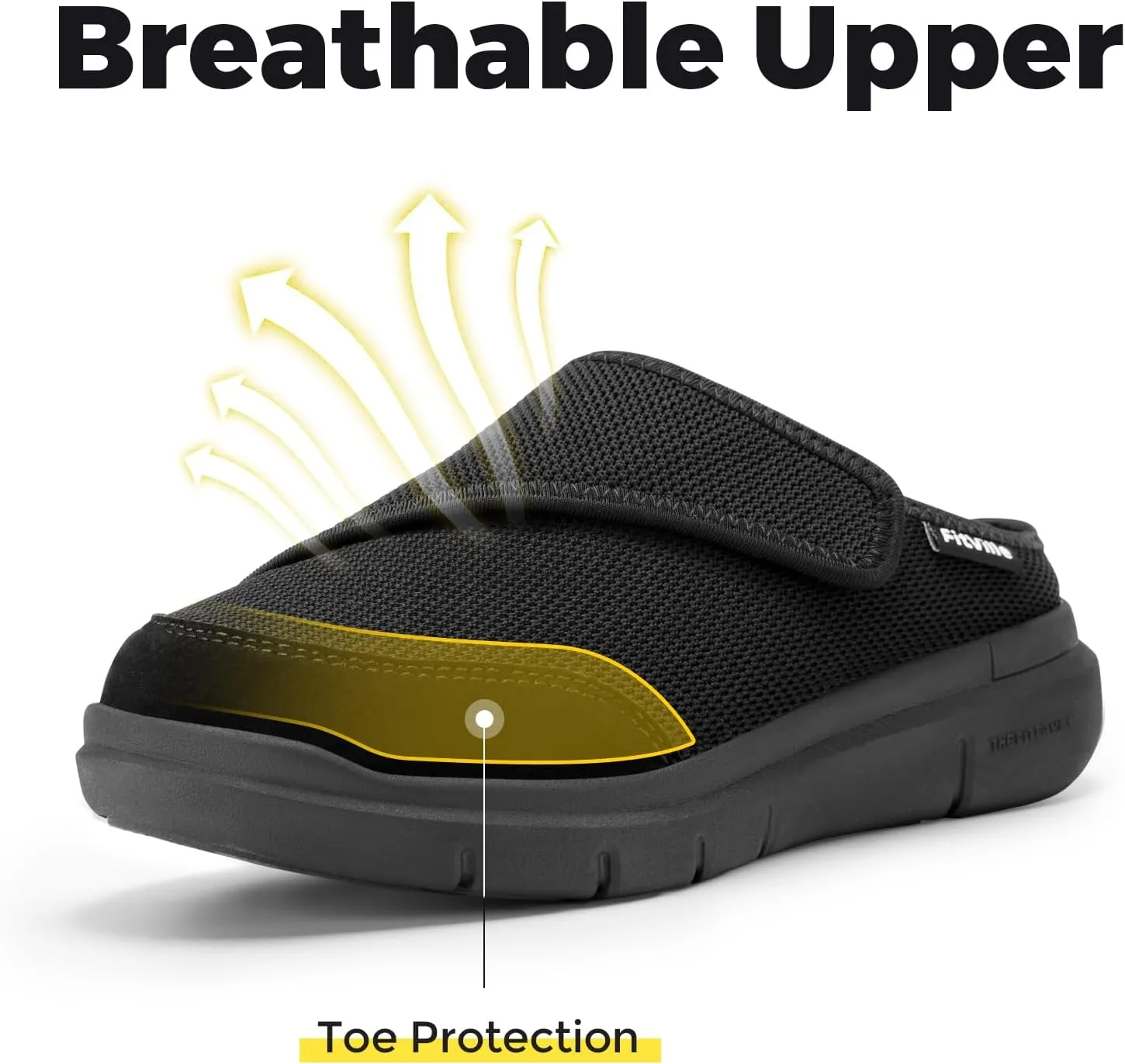 FitVille Women's Slippers Slip on Mules Clogs, Adjustable Closure Diabetic Walking Shoes for Women Extra Wide Width for Swollen Feet Plantar Fasciitis Indoors Outdoors