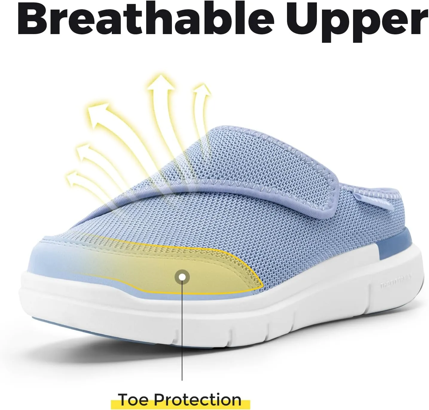 FitVille Women's Slippers Slip on Mules Clogs, Adjustable Closure Diabetic Walking Shoes for Women Extra Wide Width for Swollen Feet Plantar Fasciitis Indoors Outdoors