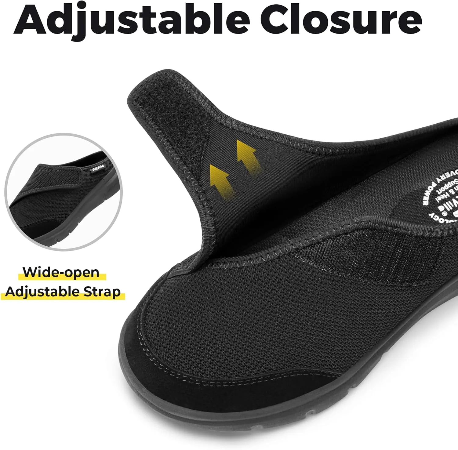 FitVille Women's Slippers Slip on Mules Clogs, Adjustable Closure Diabetic Walking Shoes for Women Extra Wide Width for Swollen Feet Plantar Fasciitis Indoors Outdoors