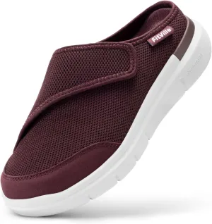 FitVille Women's Slippers Slip on Mules Clogs, Adjustable Closure Diabetic Walking Shoes for Women Extra Wide Width for Swollen Feet Plantar Fasciitis Indoors Outdoors