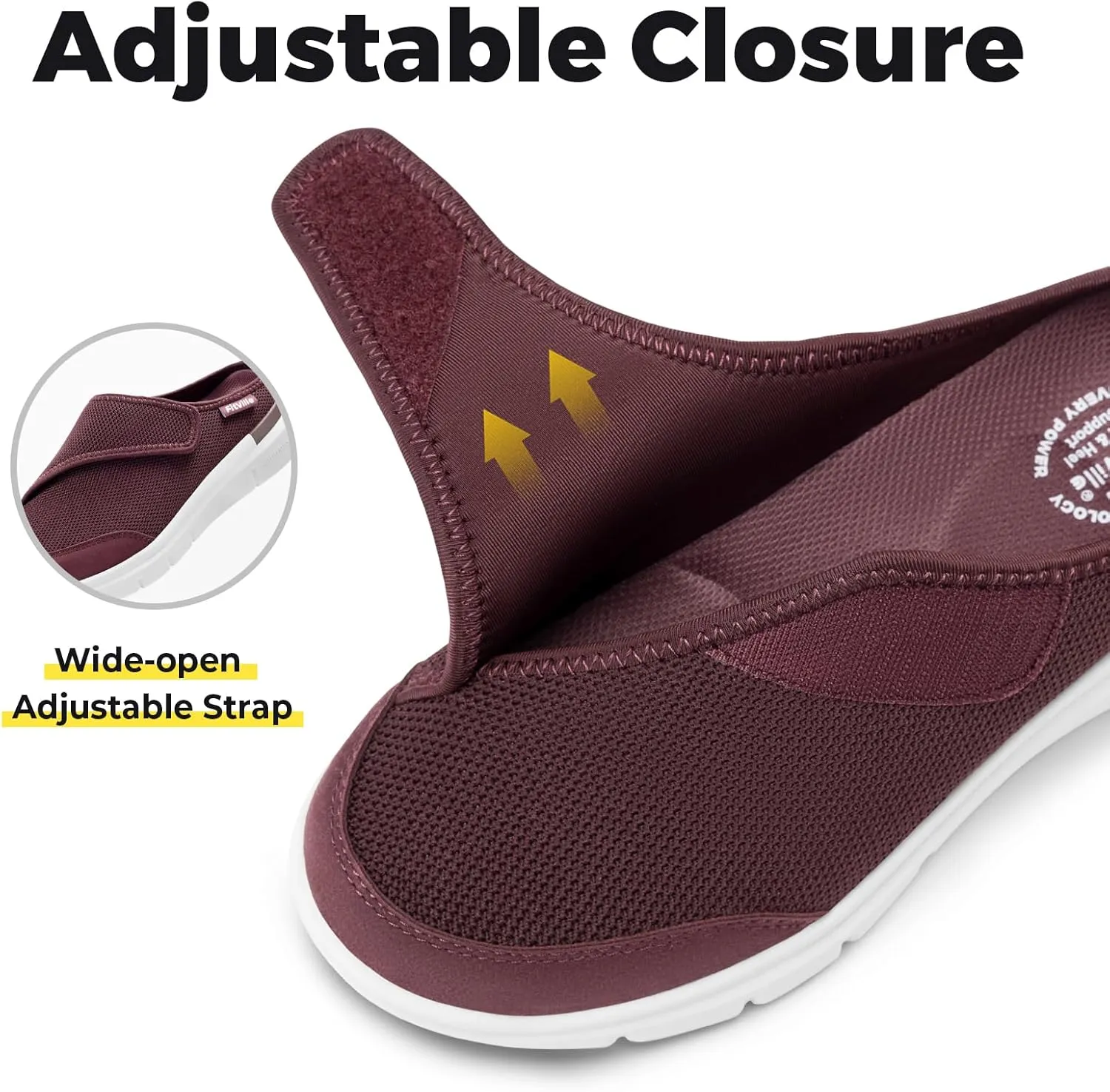 FitVille Women's Slippers Slip on Mules Clogs, Adjustable Closure Diabetic Walking Shoes for Women Extra Wide Width for Swollen Feet Plantar Fasciitis Indoors Outdoors