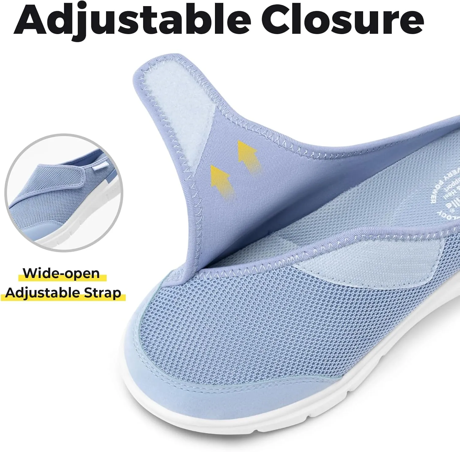 FitVille Women's Slippers Slip on Mules Clogs, Adjustable Closure Diabetic Walking Shoes for Women Extra Wide Width for Swollen Feet Plantar Fasciitis Indoors Outdoors
