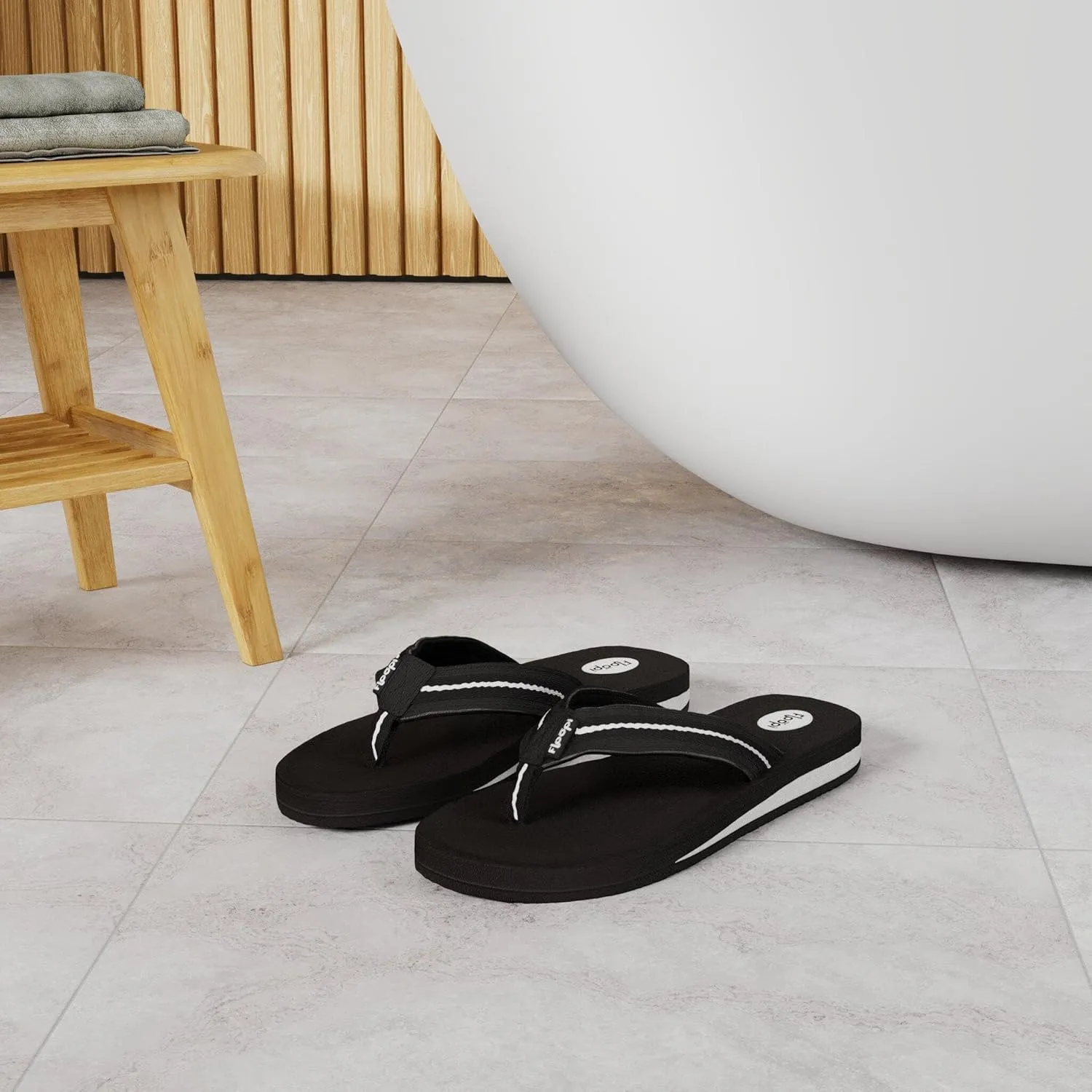 Floopi Flip Flops for Women Casual Thong Womens Sandals Comfort Heel Cushion, Ladies Beach Sandals with Indoor & Outdoor Anti Skid Soles
