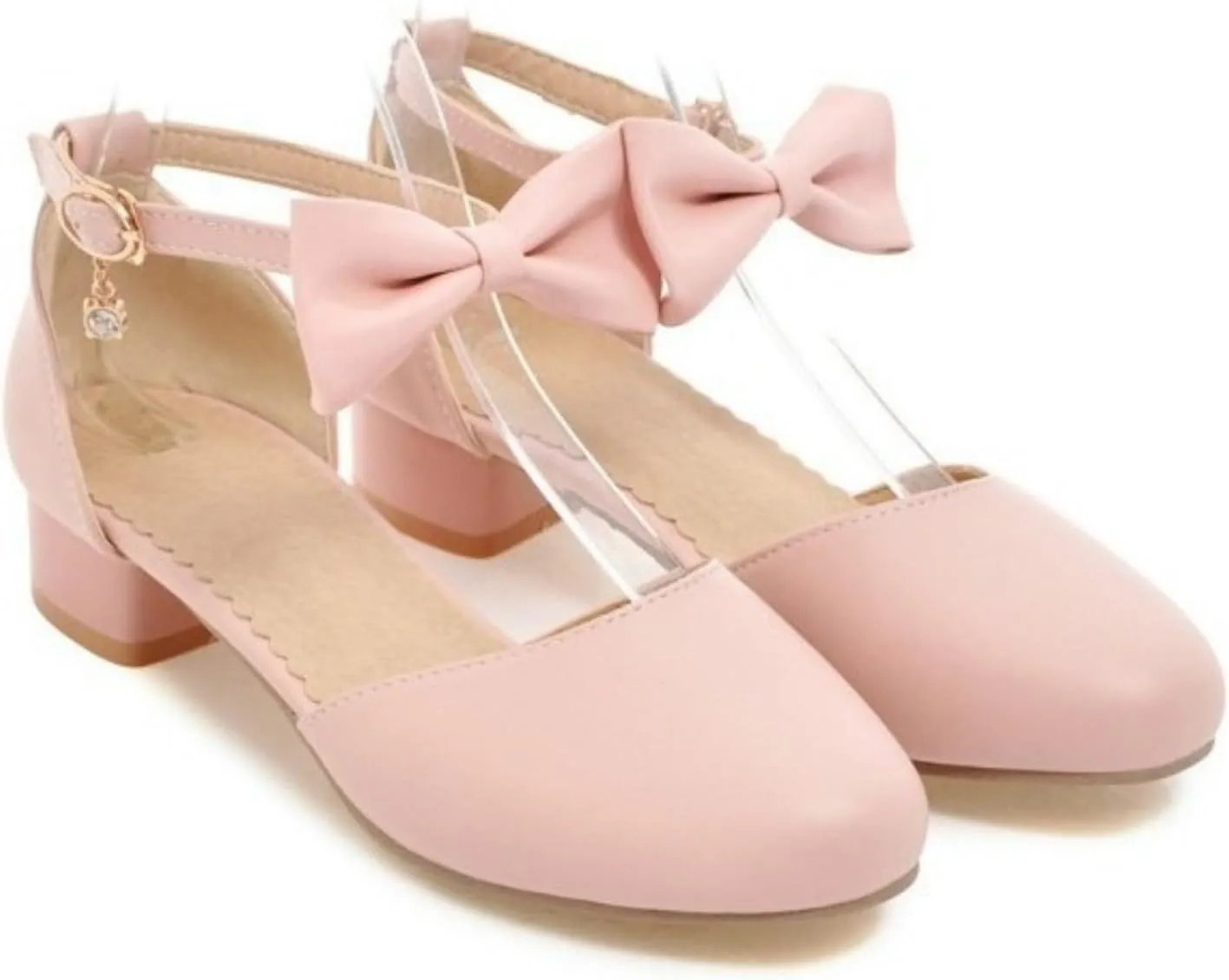 Flower Girls Heels Dress Shoes Kids Closed Toe Bow Ankle Strap Mary Jane Sandals Wedding Party Princess Shoes
