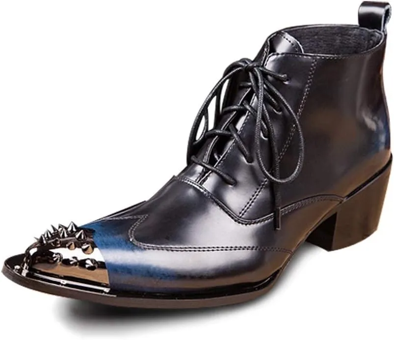 For Men Ankle Boots Pointed Lace up Wing Tip Mens Boots For Office The First Layer Of Cowhide Pure Genuine Leather